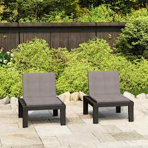 Vrtni počivalniki z blazinami 2 kosa plastika sivi