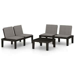vidaXL 3-osaline aiam&ouml;&ouml;bli komplekt patjadega, plast, hall
