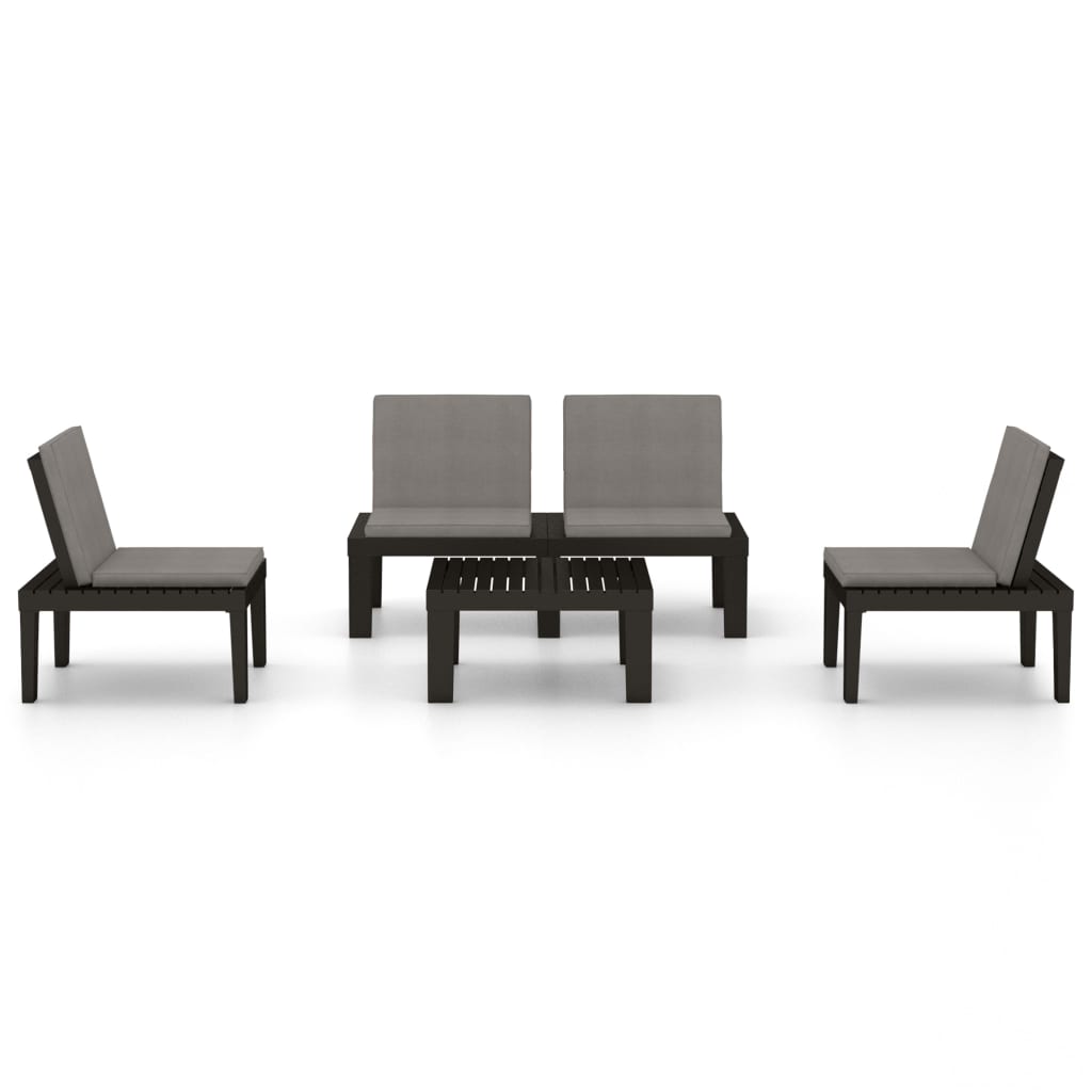 

vidaXL 4-delige Loungeset met kussens kunststof grijs