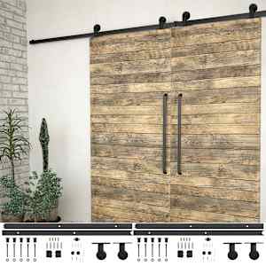 Komplet opreme za drsna vrata 2 kosa 200 cm jeklo črne barve