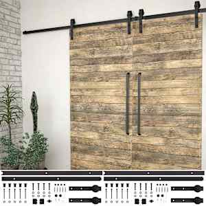 Komplet opreme za drsna vrata 2 kosa 183 cm jeklo črne barve