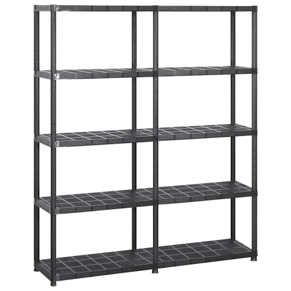 vidaXL hoiuriiul, 5-korruseline, must, 142 x 38 x 170 cm, plast