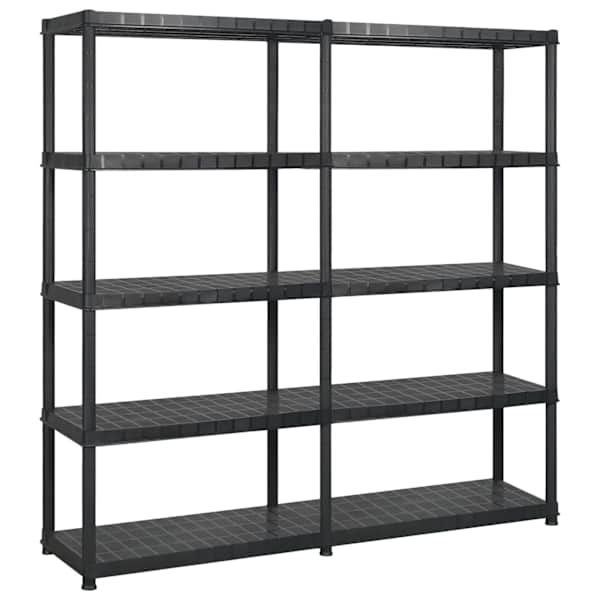vidaXL hoiuriiul, 5-korruseline, must, 170 x 40 x 185 cm, plast