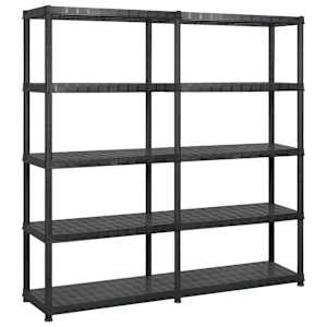 Úložný regál 5patrový černý 170 x 40 x 185 cm plast - obrázek 1