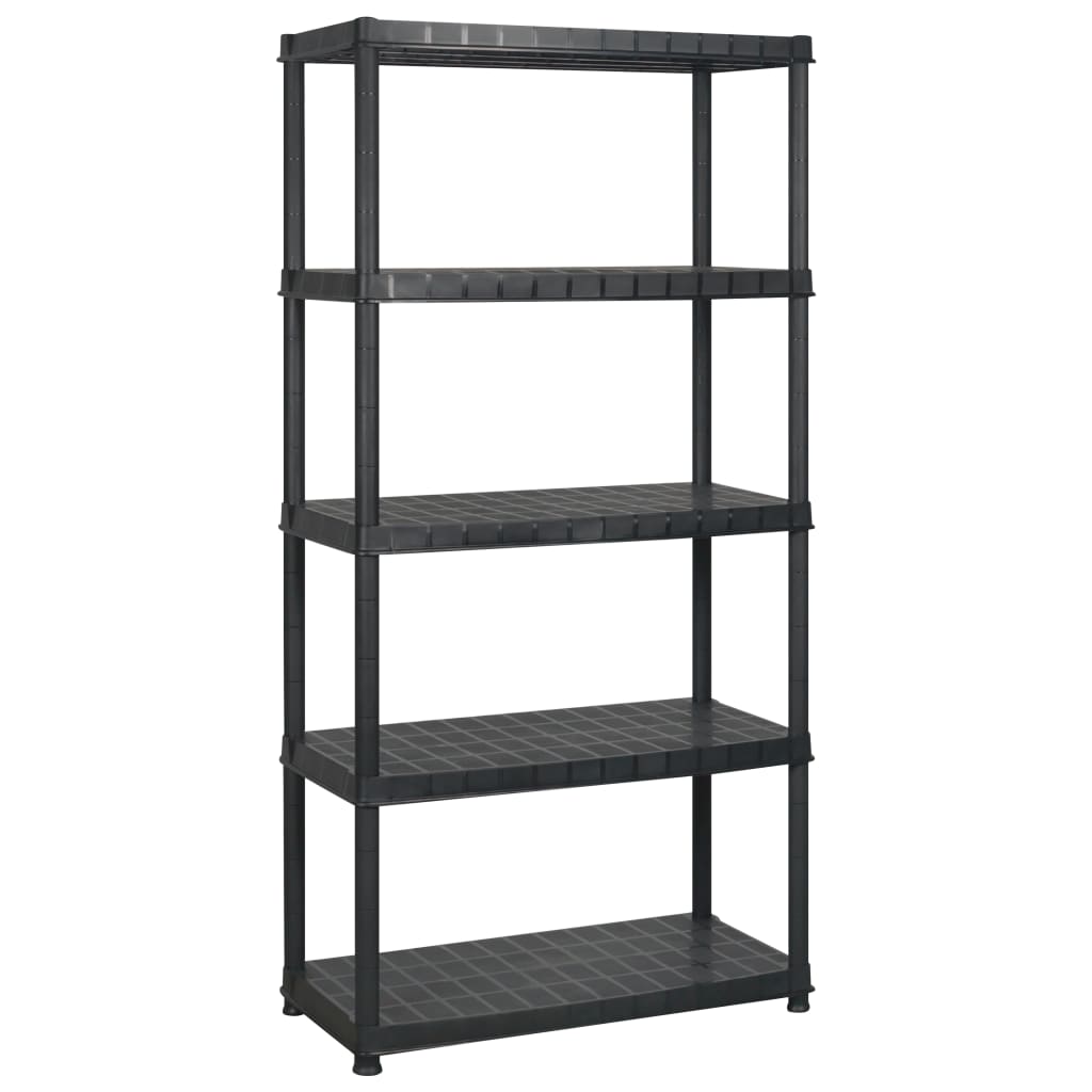 vidaXL fekete műanyag 5 szintes tárolópolc 183 x 45,7 x 185 cm
