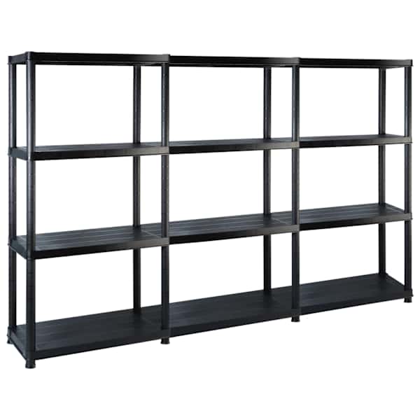 vidaXL hoiuriiul 4-korruseline, must, 183 x 30,5 x 130 cm, plast