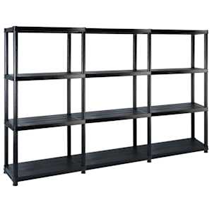 Úložný regál 4patrový černý 183 x 30,5 x 130 cm plast - obrázek 1