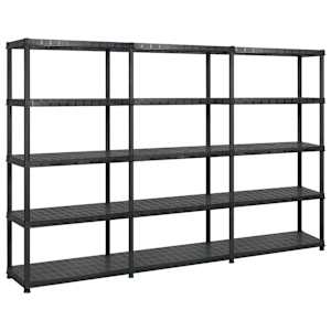 Úložný regál 5patrový černý 274,5 x 45,7 x 185 cm plast - obrázek 1