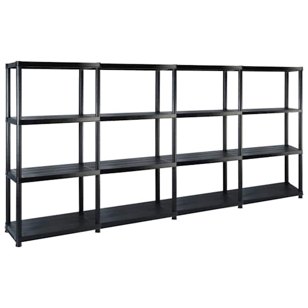 vidaXL hoiuriiul 4-korruseline, must, 244 x 30,5 x 130 cm, plast