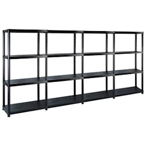 Úložný regál 4patrový černý 244 x 30,5 x 130 cm plast - obrázek 1