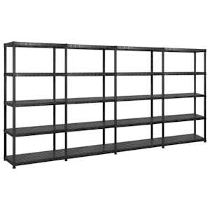 Úložný regál 5patrový černý 340 x 40 x 185 cm plast - obrázek 1