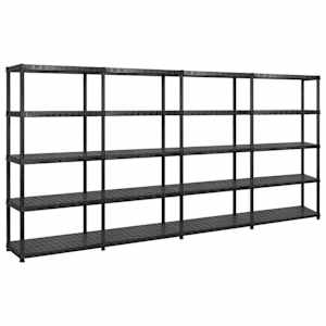 Úložný regál 5patrový černý 366 x 45,7 x 185 cm plast - obrázek 1