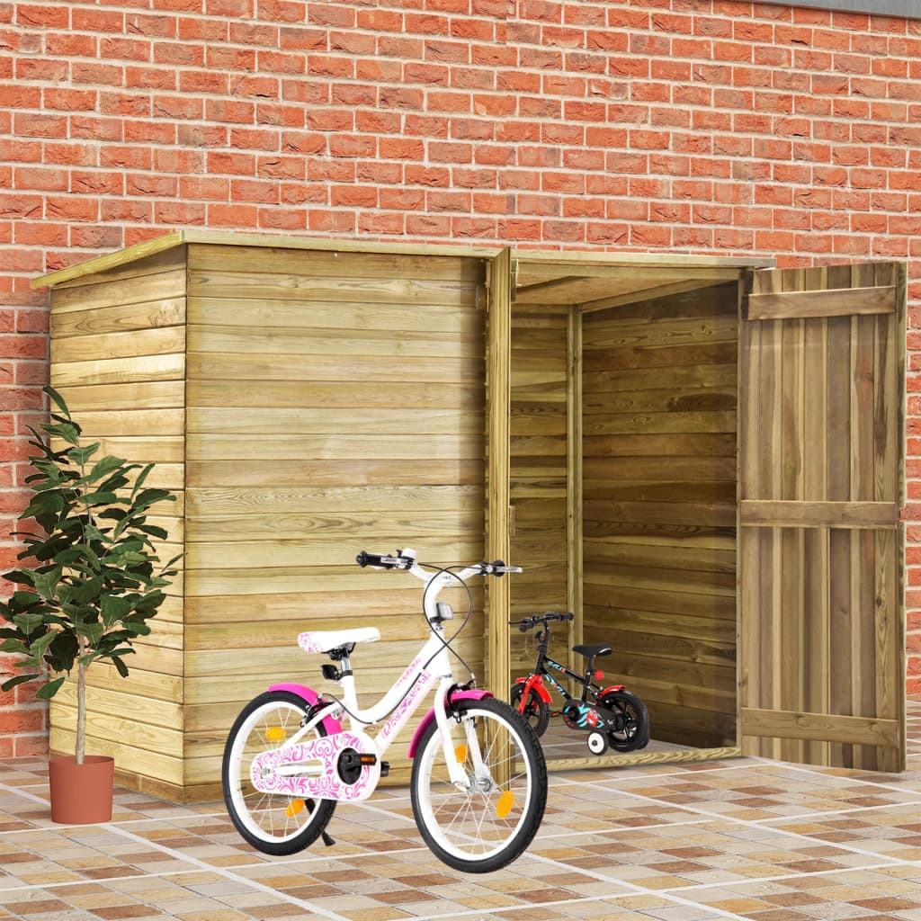 Impregnált fenyőfa kerti kerékpártároló 232 x 110 x 170 cm 