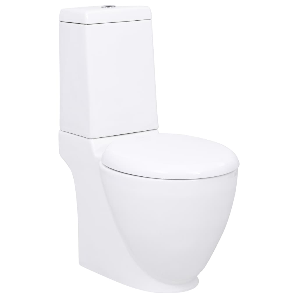 vidaXL Vas WC toaletă de baie, alb, ceramică, rotund, flux inferior