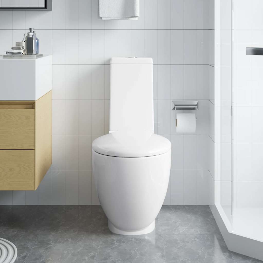 Thumbnail - vidaXL WC Keramik-Toilette Badezimmer Rund Senkrechter Abgang Weiß