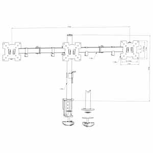 Trojitý stolní držák na monitor 13–23'' - obrázek 7
