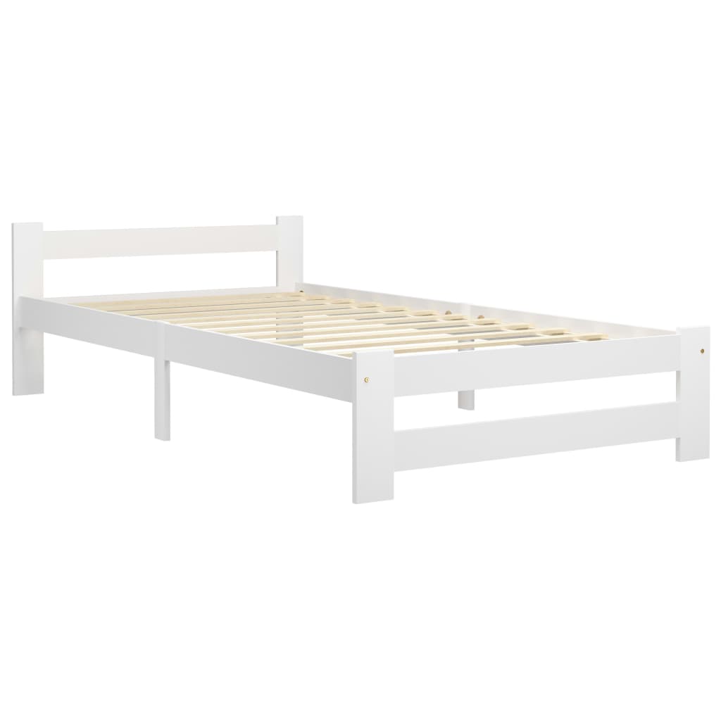 vidaXL Bedframe massief grenenhout wit 90x200 cm afbeelding