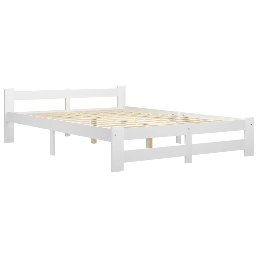 vidaXL Bedframe massief grenenhout wit 160x200 cm afbeelding