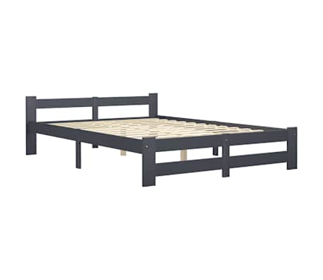vidaXL Cadru de pat, gri &icirc;nchis, 120 x 200 cm, lemn masiv de pin