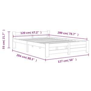 Rám postele bez matrace Tmavě šedý masiv borovice 120x200 cm - obrázek 6