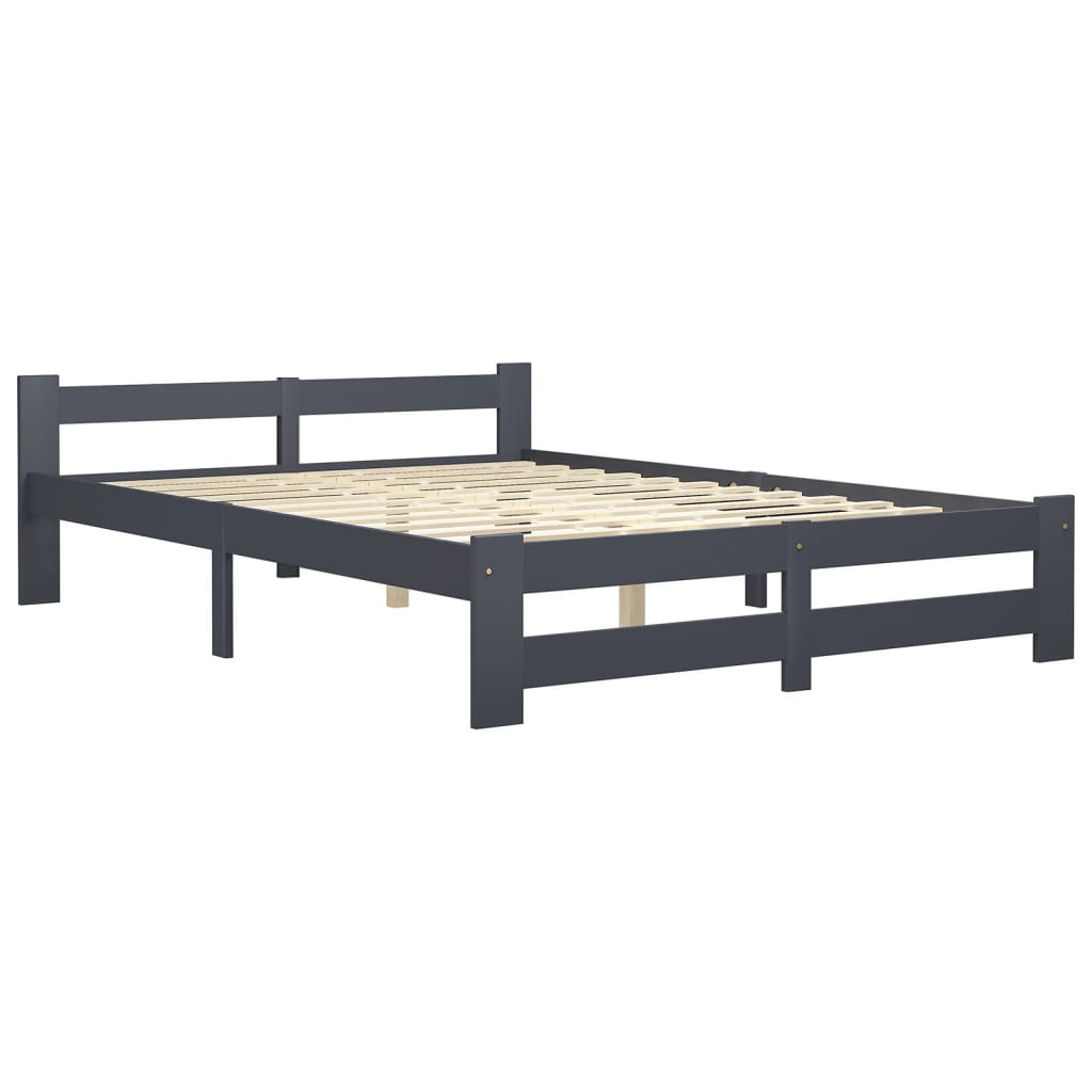 vidaXL Bedframe massief grenenhout donkergrijs 140x200 cm afbeelding