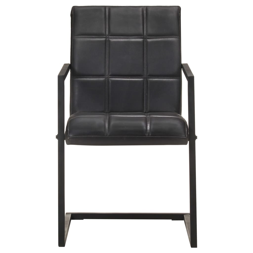 vidaXL Eetkamerstoelen 4 st echt leer zwart