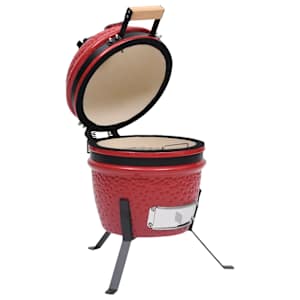 Zahradní gril a udírna 2 v 1 Kamado keramický 56 cm červený - obrázek 4