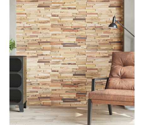 10 Pannelli In Legno Massello Di Teak Per Pareti - Finitura Sbiancata, Stile Rustico - Superficie Totale 1,01 M² - Foto 8