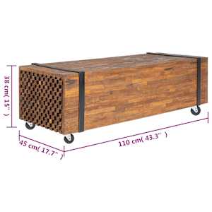 Konferenční stolek 110 x 45 x 38 cm masivní teakové dřevo - obrázek 8