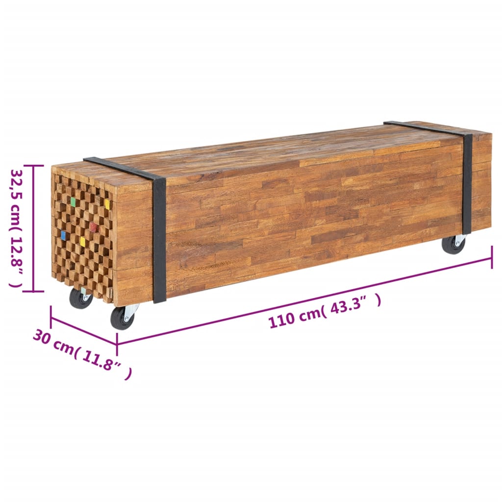 TV stalak 110 x 30 x 32,5 cm od masivne tikovine