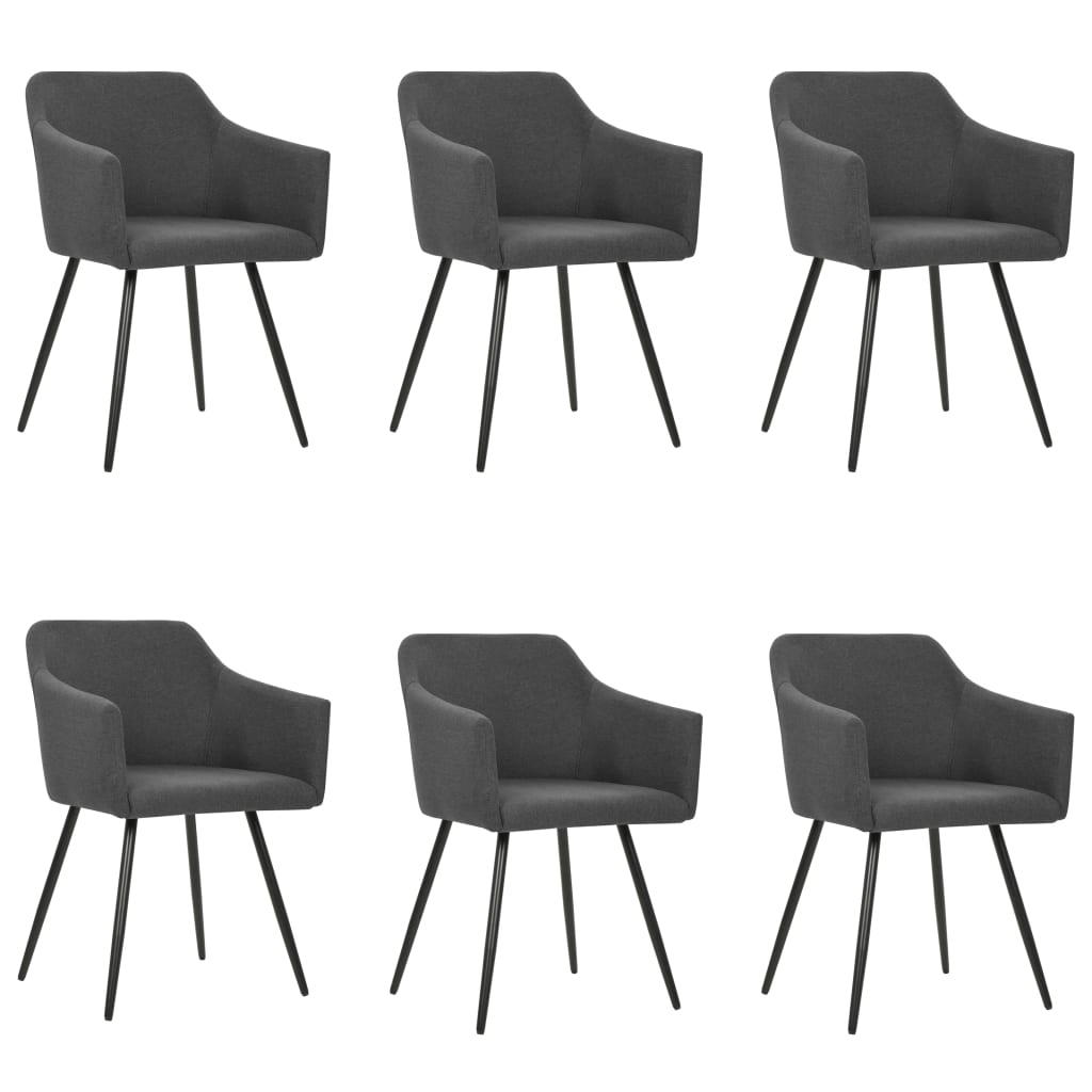 VidaXL Chaises à Manger Lot De 6 Gris Foncé Tissu