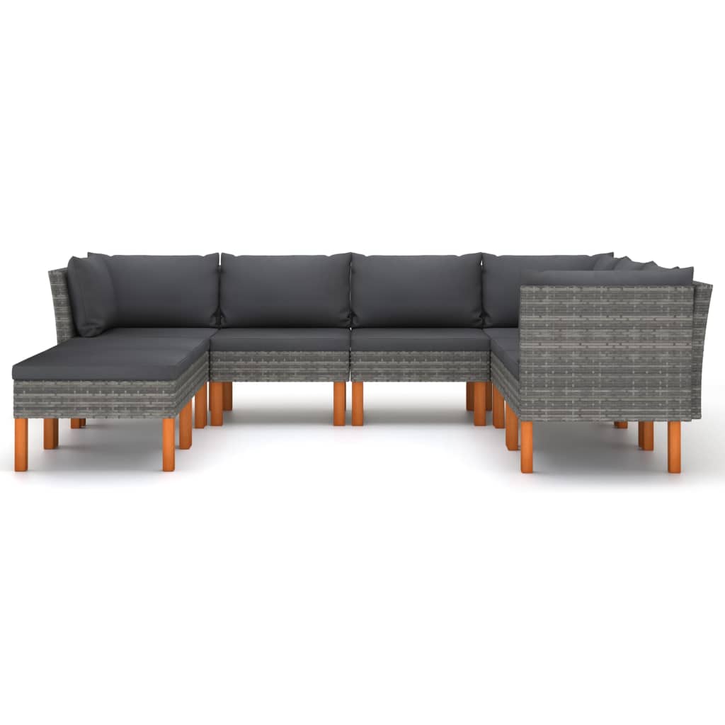 

vidaXL 8-delige Loungeset met kussens poly rattan grijs