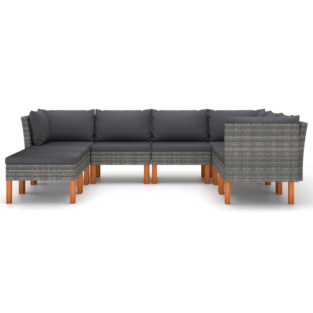 Thumbnail - vidaXL 8-tlg. Garten-Lounge-Set mit Kissen Poly Rattan Grau