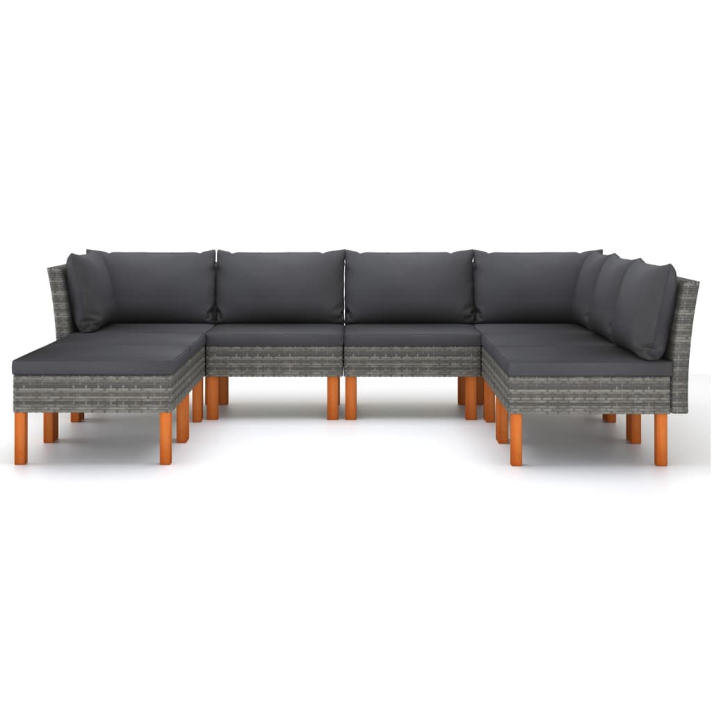 vidaXL 8-delige Loungeset met kussens poly rattan grijs afbeelding
