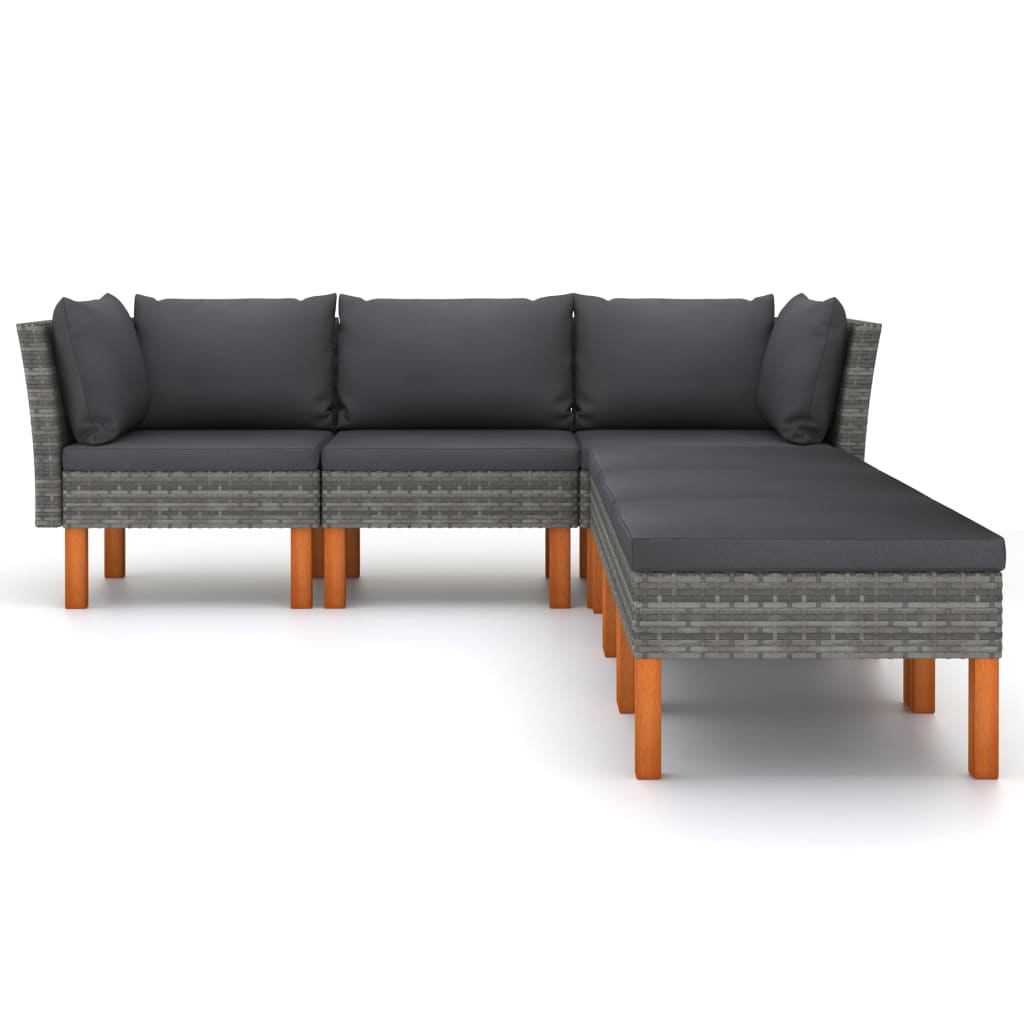 vidaXL 6-delige Loungeset met kussens poly rattan grijs afbeelding