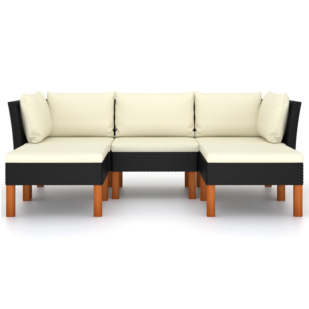 Thumbnail - vidaXL 5-tlg. Garten-Lounge-Set mit Kissen Poly Rattan Schwarz