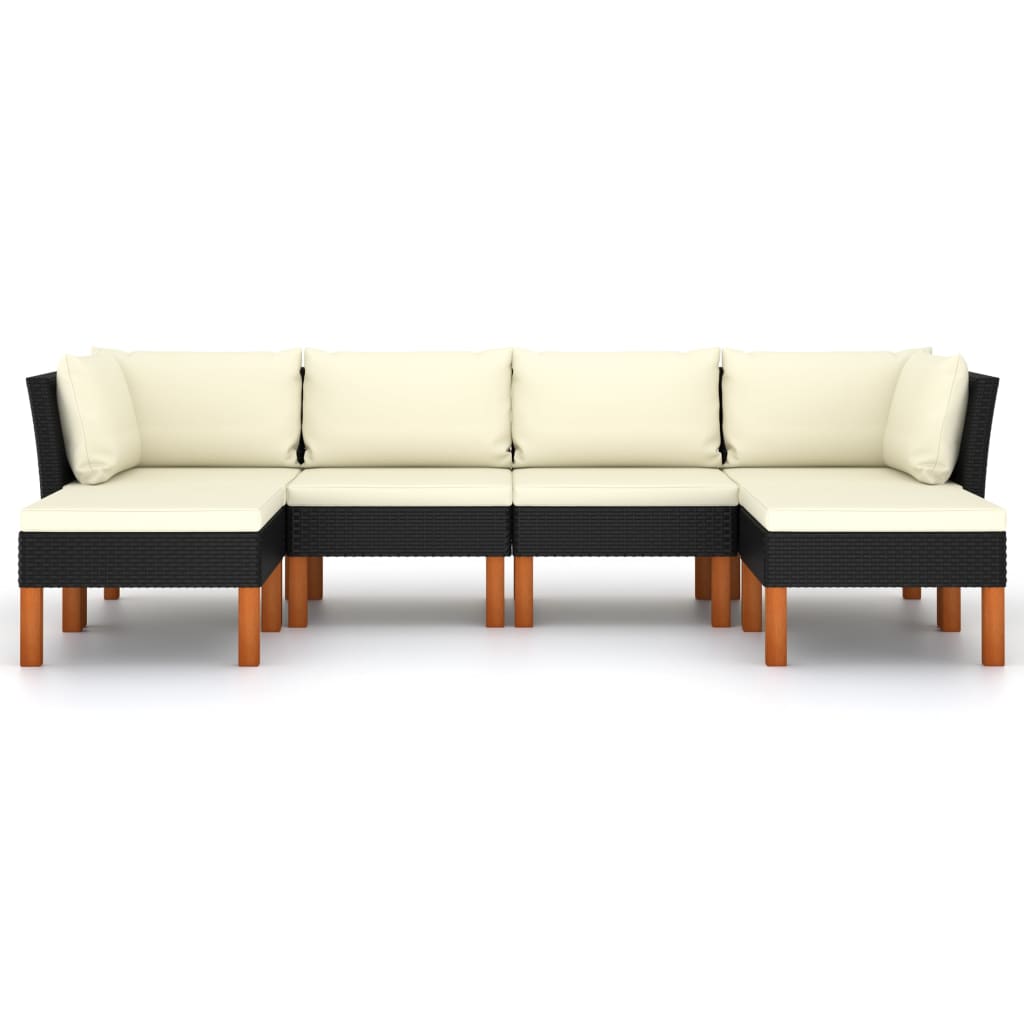 Thumbnail - vidaXL 6-tlg. Garten-Lounge-Set mit Kissen Poly Rattan Schwarz