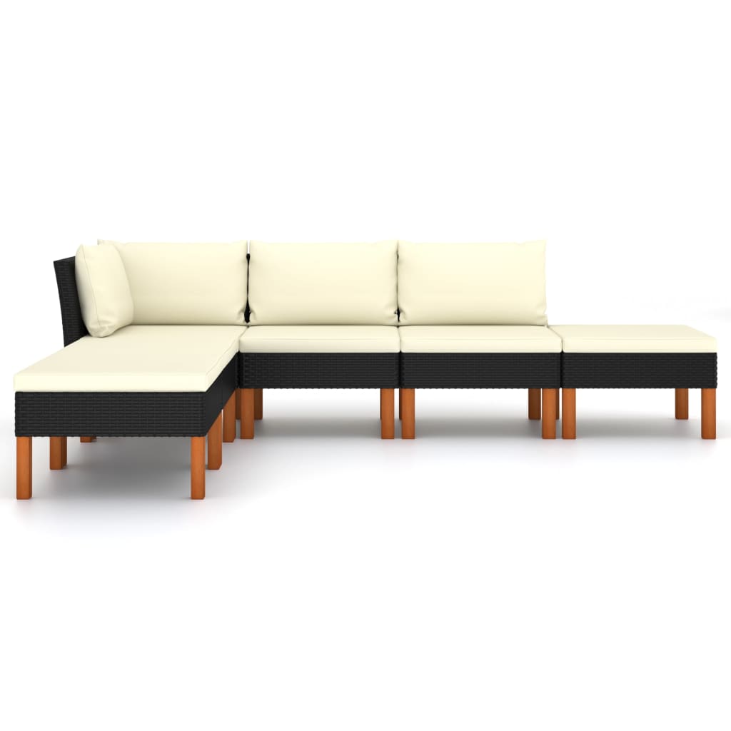 Thumbnail - vidaXL 6-tlg. Garten-Lounge-Set mit Kissen Poly Rattan Schwarz
