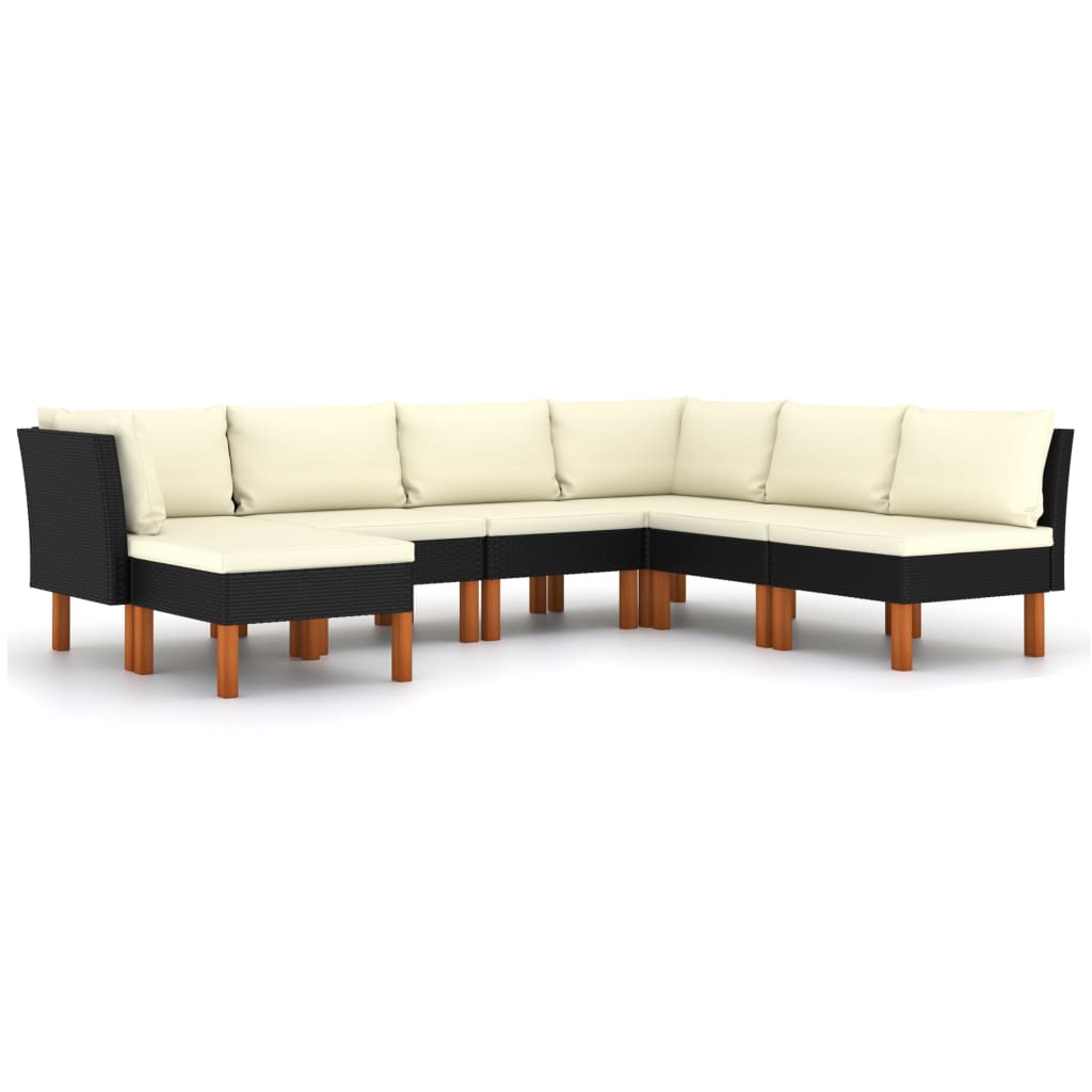 Thumbnail - vidaXL 7-tlg. Garten-Lounge-Set mit Kissen Poly Rattan Schwarz