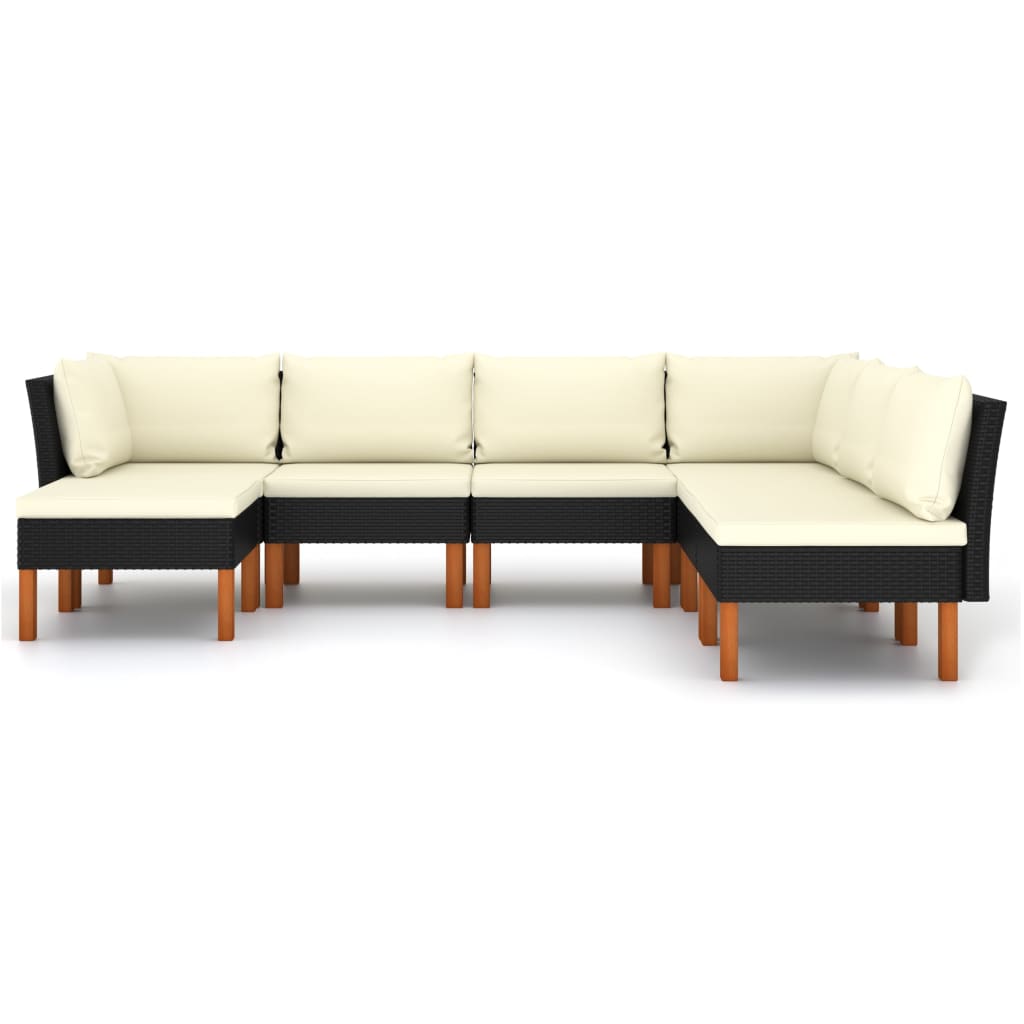 Thumbnail - vidaXL 7-tlg. Garten-Lounge-Set mit Kissen Poly Rattan Schwarz