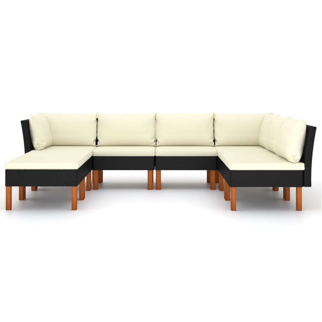 vidaXL 8-delige Loungeset met kussens poly rattan zwart afbeelding