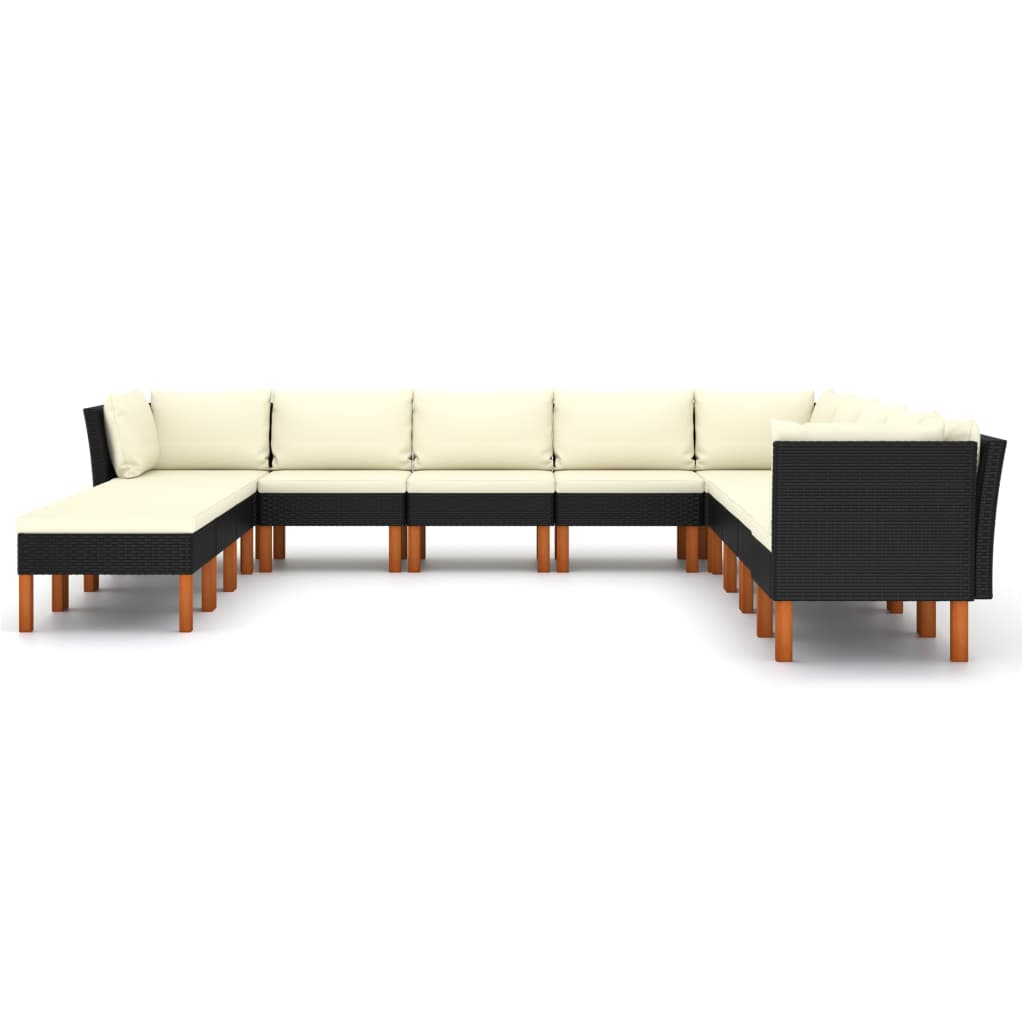 

vidaXL 12-delige Loungeset met kussens poly rattan zwart