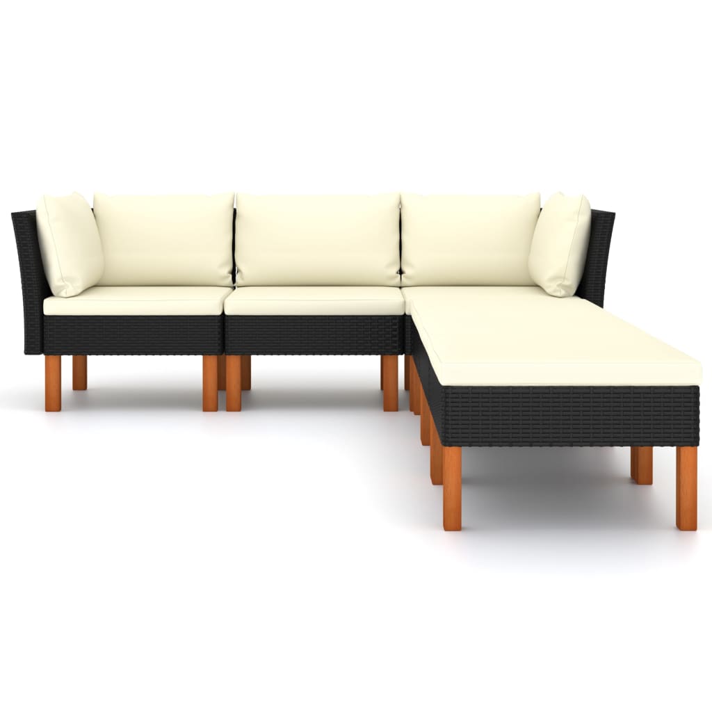 vidaXL 6-delige Loungeset met kussens poly rattan zwart afbeelding