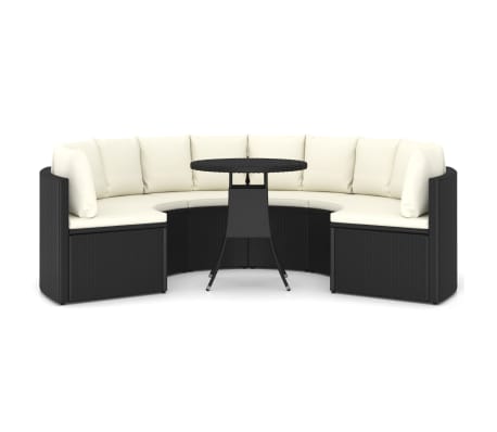 vidaXL Sodo komplektas su pagalvėlėmis, 7 dalių, juodas, poliratanas