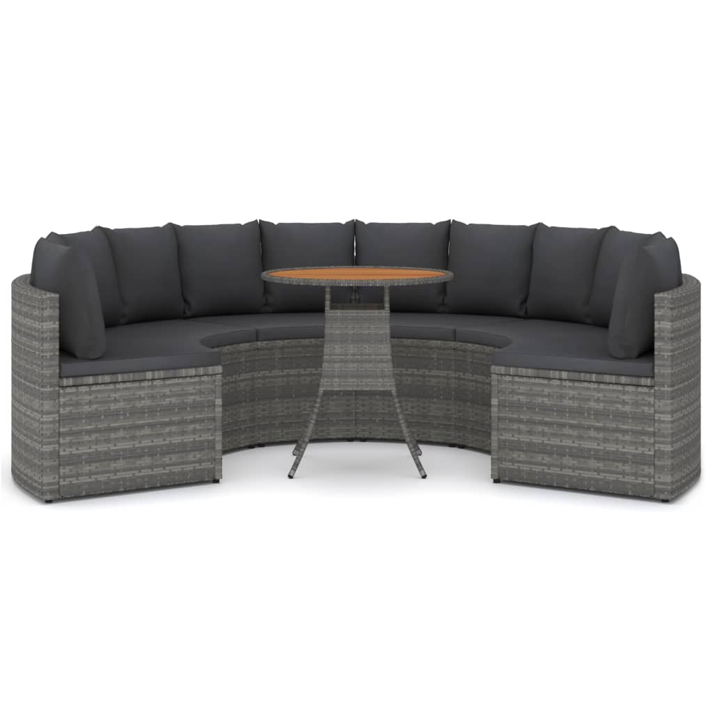 

vidaXL 7-delige Loungeset met kussens poly rattan grijs