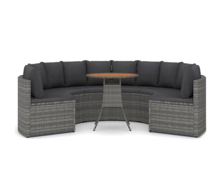 vidaXL Sofos komplektas su pagalvėlėmis, 7 dalių, pilkas, poliratanas