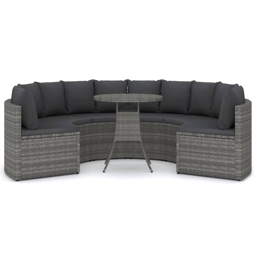 vidaXL 7-delige Loungeset met kussens poly rattan grijs