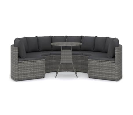 vidaXL Sofos komplektas su pagalvėlėmis, 7 dalių, pilkas, poliratanas