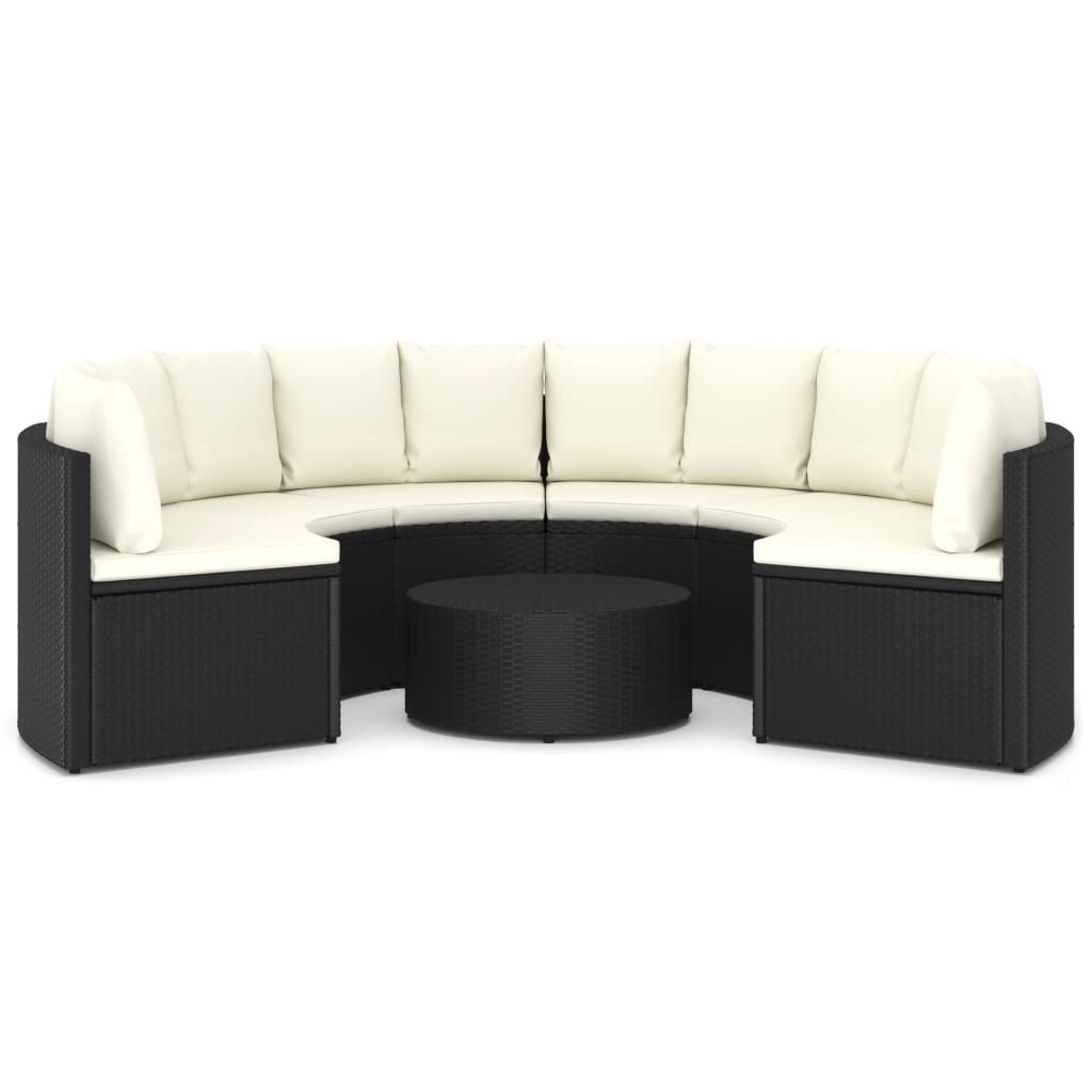 

vidaXL 7-delige Loungeset met kussens poly rattan zwart