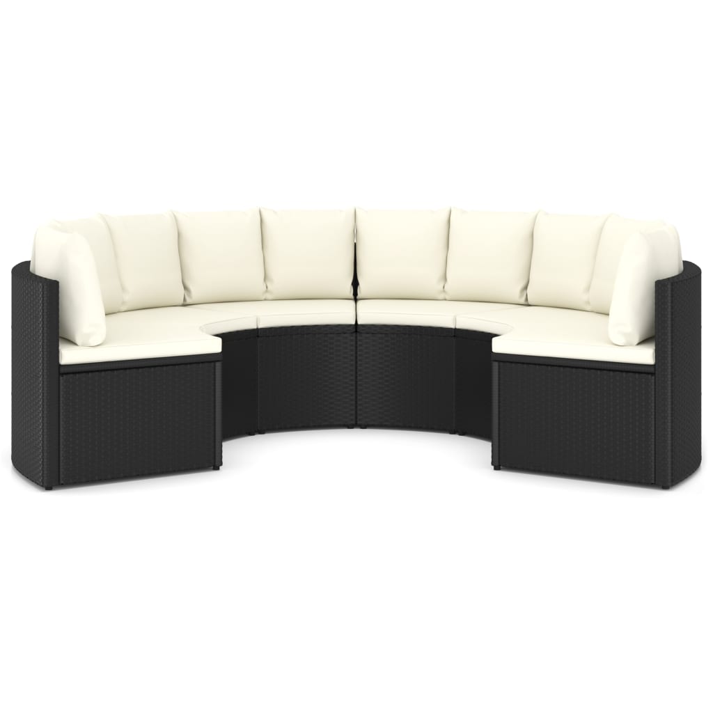 vidaXL 6-delige Loungeset met kussens poly rattan zwart